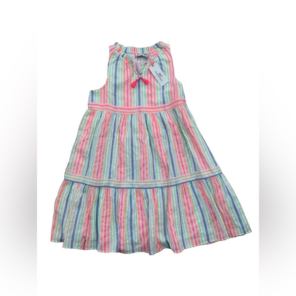 Vineyard Vines NWT Size XL, 16, Tiered Neon Striped Dress - Picture 1 of 6